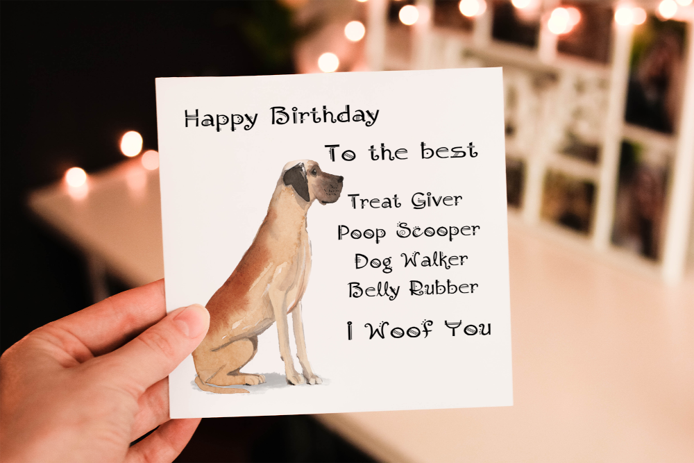 Great Dane Dog Birthday Card, Dog Birthday Card - Click Image to Close